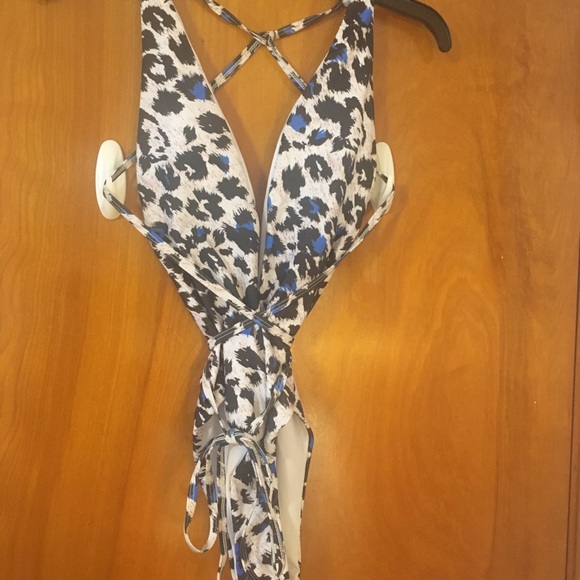 SHEIN Other - NWOT🔥Shein Blue Cheetah Strap Wrap One Piece Swimsuit